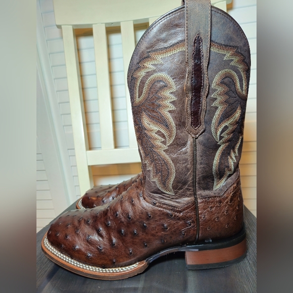 Dan Post Alamosa Exotic Ostrich Cowboy Certified Boots DP3875 Men's Size 12 D - Picture 1 of 8